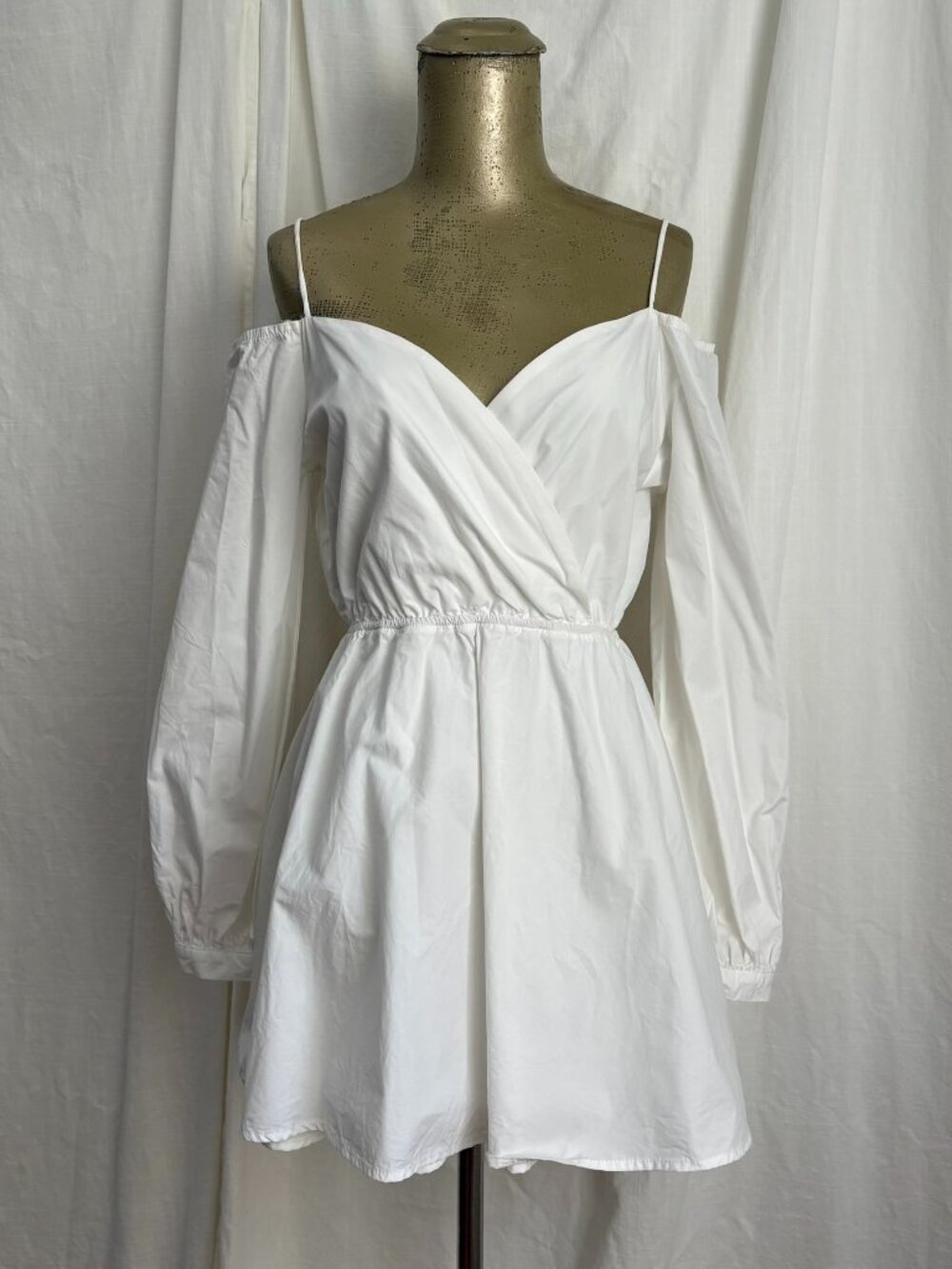 Superdown Revolve Leia White Mini Dress Off the Shoulder Cotton Size S